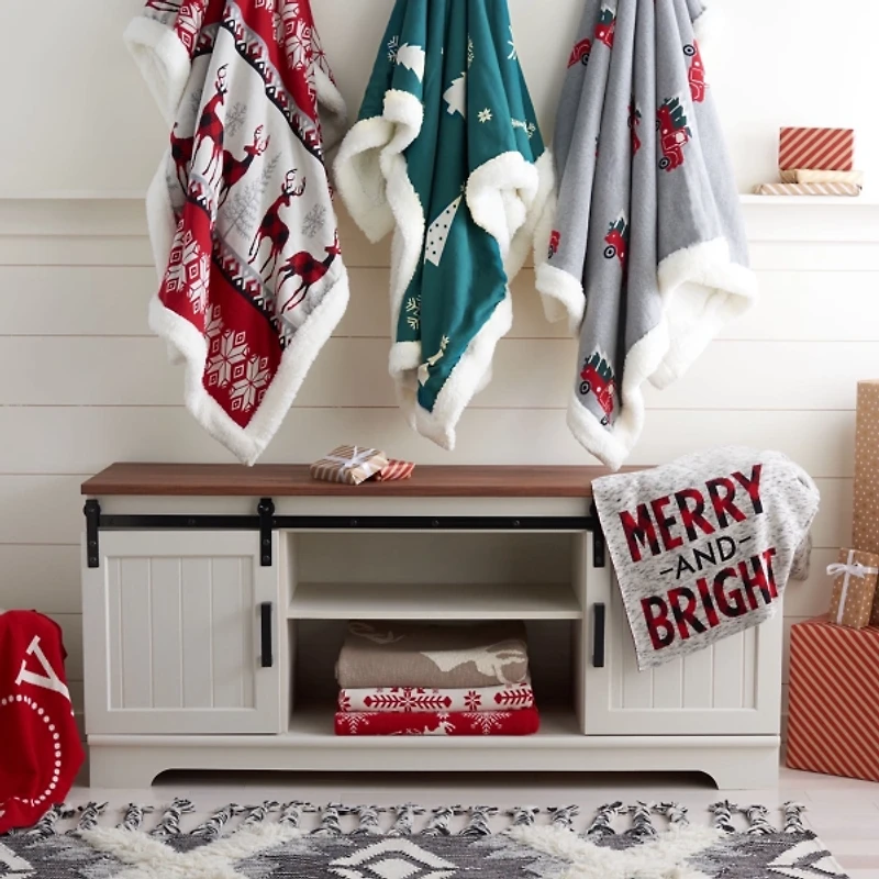 Gray Merry and Bright Throw