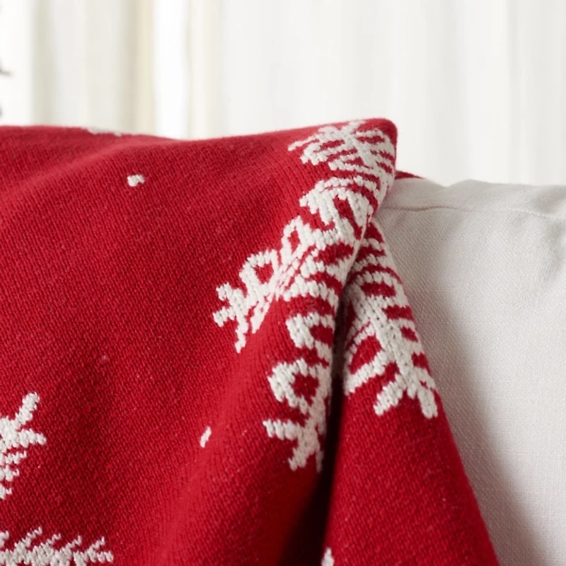 Red Holiday Snowflake Throw