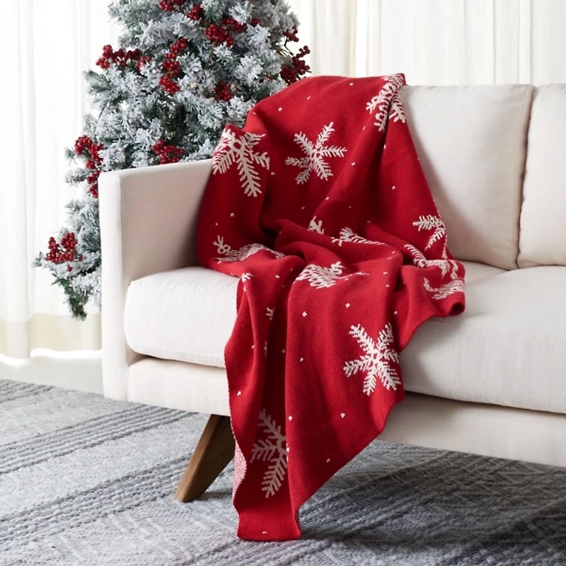 Red Holiday Snowflake Throw