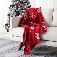 Red Holiday Snowflake Throw
