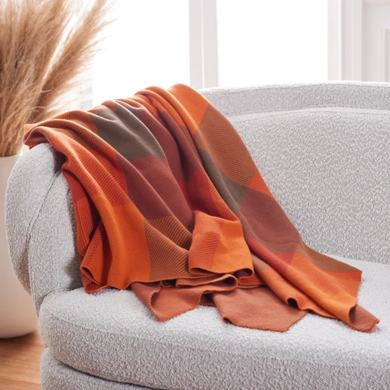Orange Plaid Throw