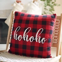 Red Plaid Ho Ho Ho Christmas Pillow