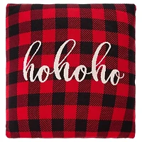 Red Plaid Ho Ho Ho Christmas Pillow