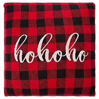 Red Plaid Ho Ho Ho Christmas Pillow