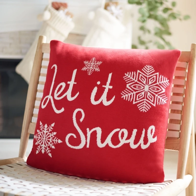 Red Let it Snow Christmas Pillow