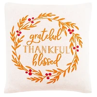 Grateful Thankful Blessed Wreath Fall Pillow