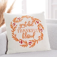Grateful Thankful Blessed Wreath Fall Pillow