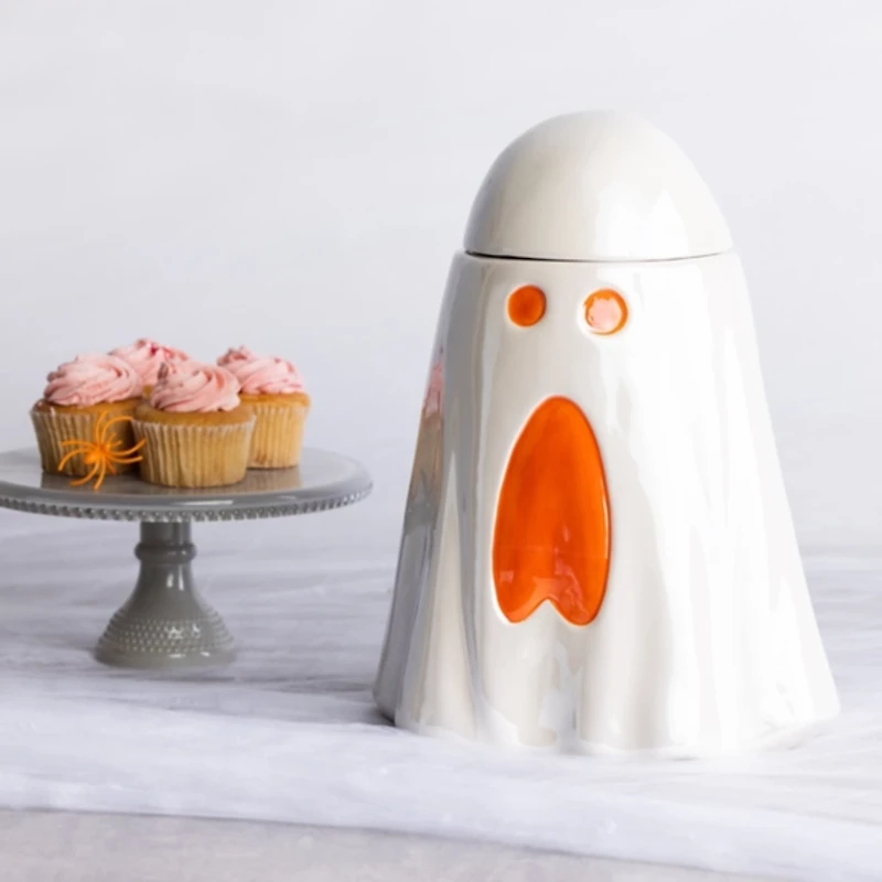 White Iridescent Ghost Cookie Jar
