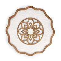 White Metal and Wood Wavy Wall Plaque