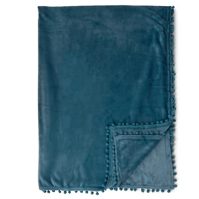 Cornflower Plush Pom Pom Throw