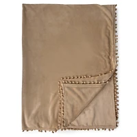 Taupe Plush Pom Pom Throw