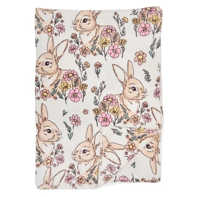 Bunnies and Florals Plush Throw