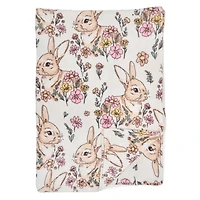 Bunnies and Florals Plush Throw