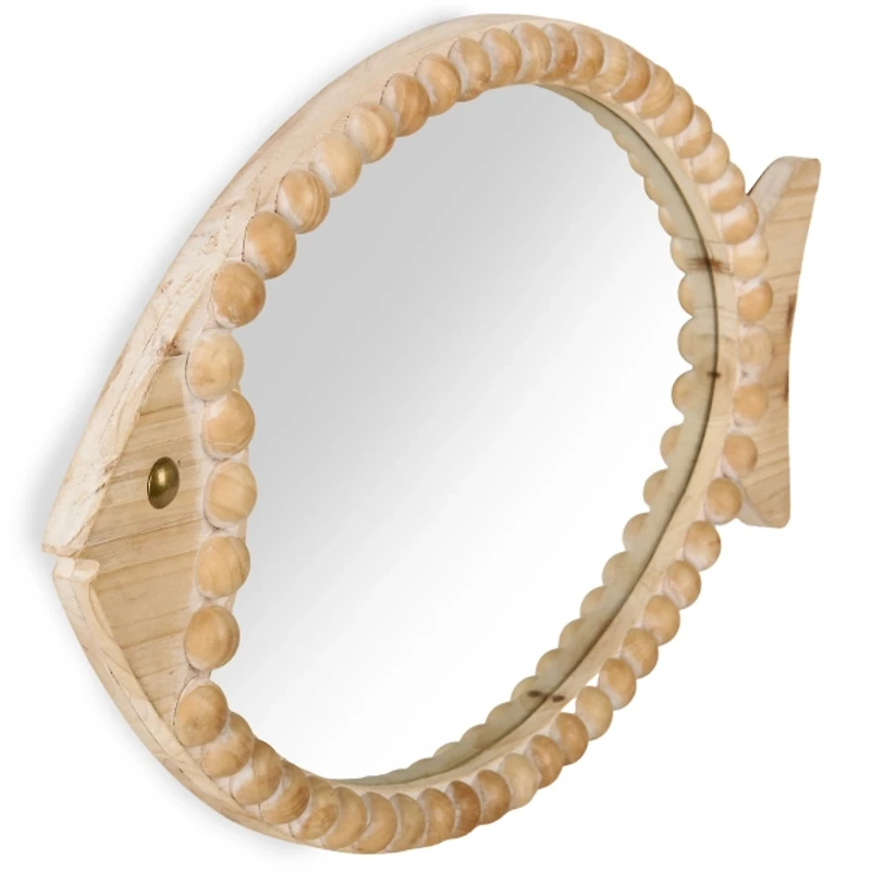 Beaded Wood Fish Wall Mirror