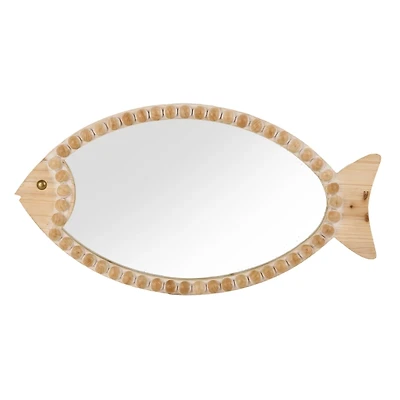 Beaded Wood Fish Wall Mirror