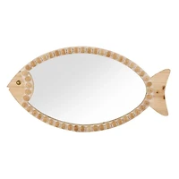 Beaded Wood Fish Wall Mirror