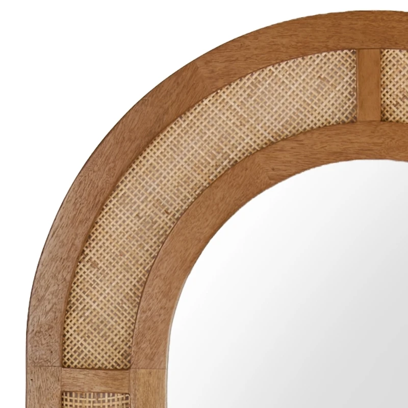 Corey Wood and Cane Arch Leaner Mirror