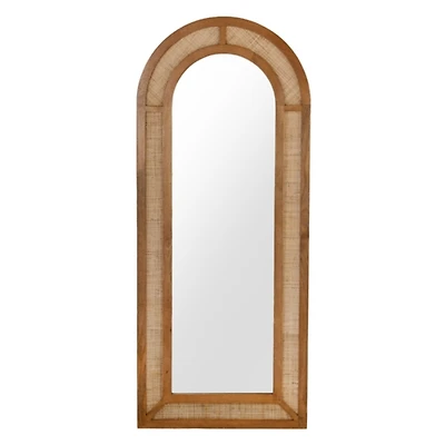 Corey Wood and Cane Arch Leaner Mirror
