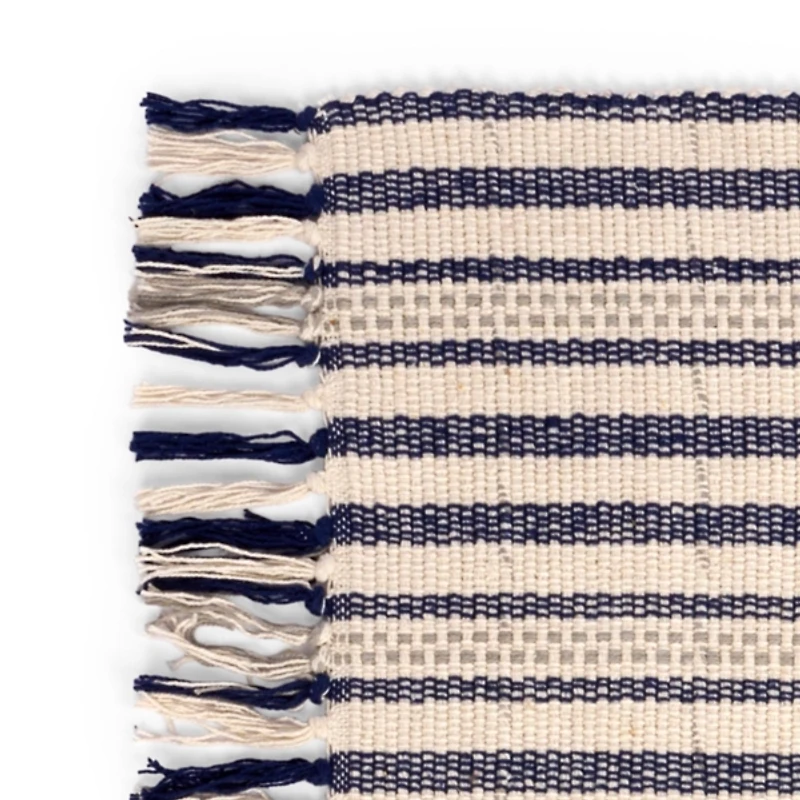 Blue Woven Stripe Scatter Rug