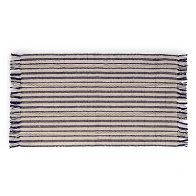 Blue Woven Stripe Scatter Rug