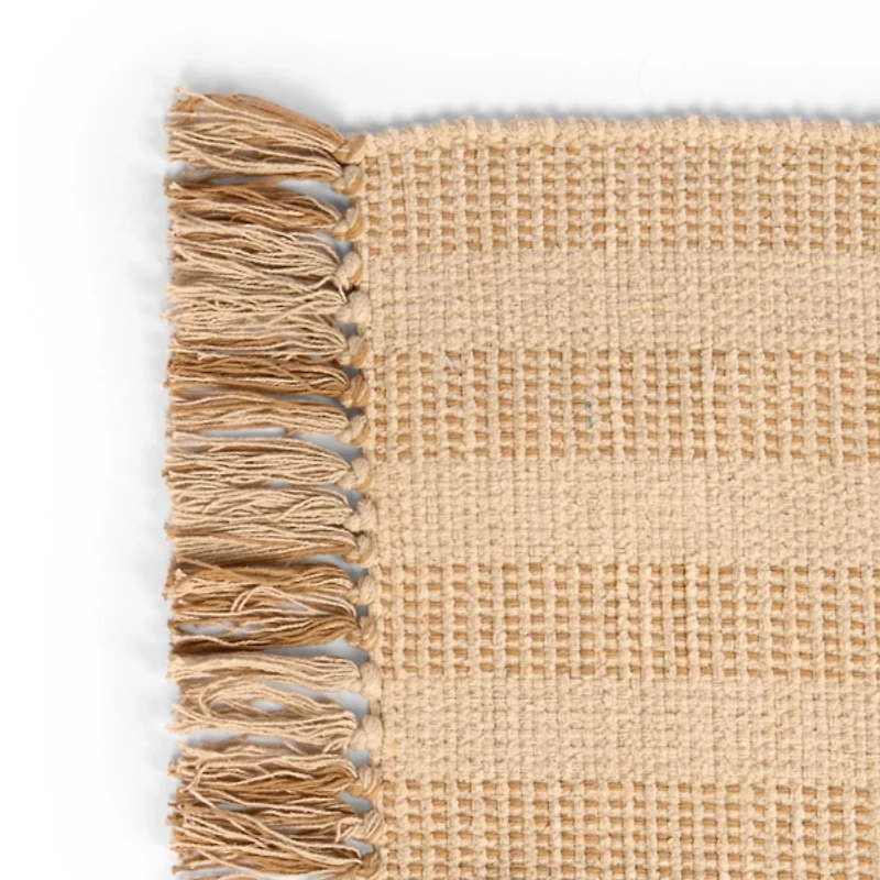 Tan Woven Stripes Scatter Rug