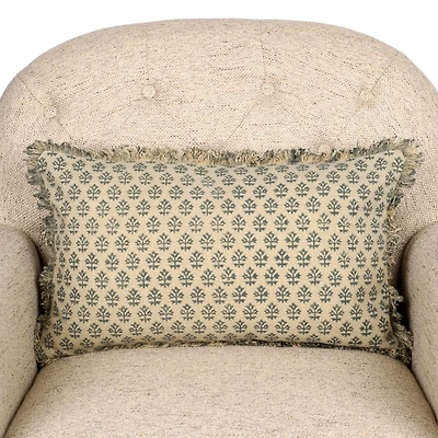 Sage Floral Fringe Lumbar Pillow