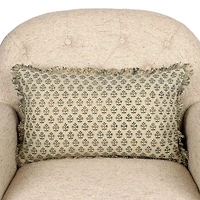 Sage Floral Fringe Lumbar Pillow