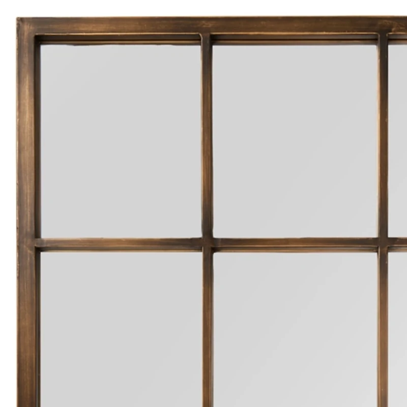 Bronze Paned Metal Wall Mirror