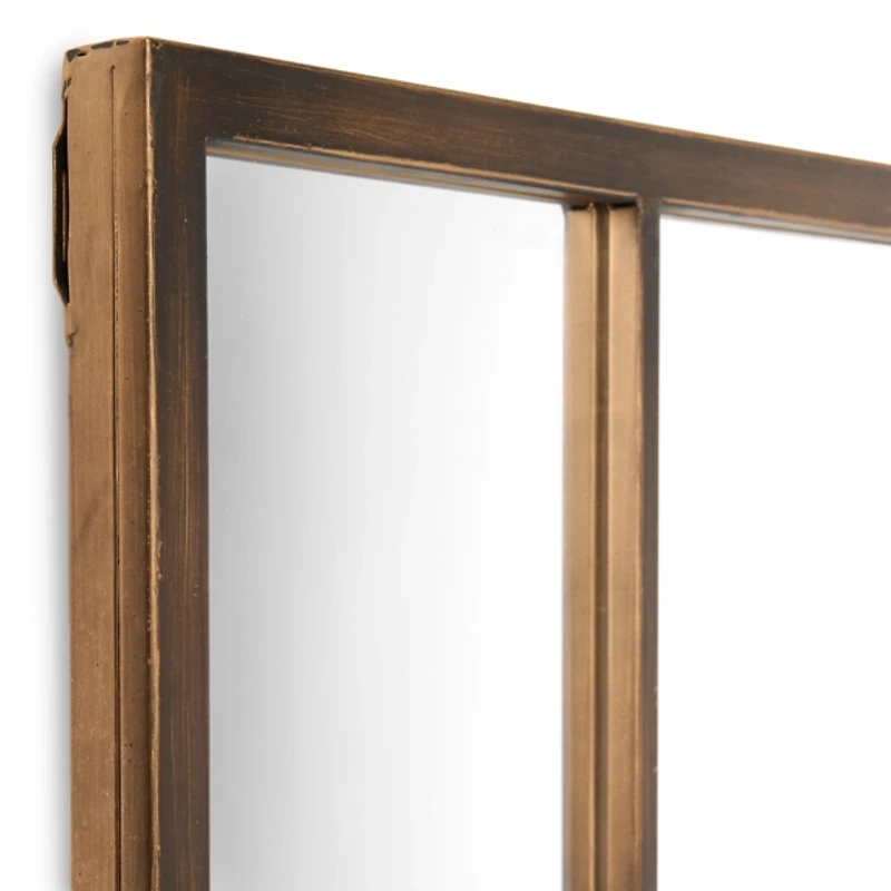 Bronze Paned Metal Wall Mirror