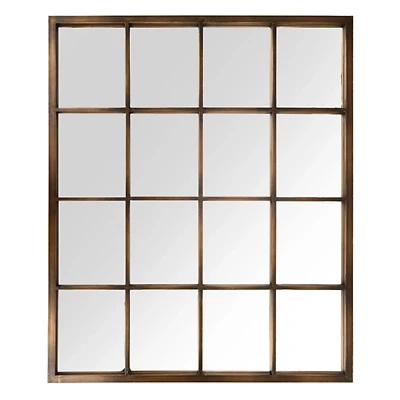 Bronze Paned Metal Wall Mirror