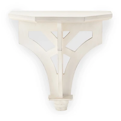 White Carved Wood Wall Shelf