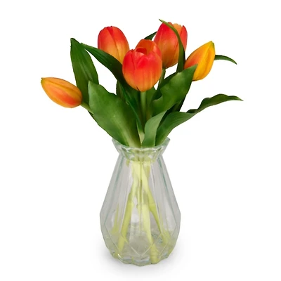 Orange Tulip Glass Vase Arrangement