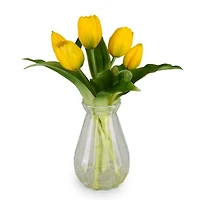Yellow Tulip Glass Vase Arrangement