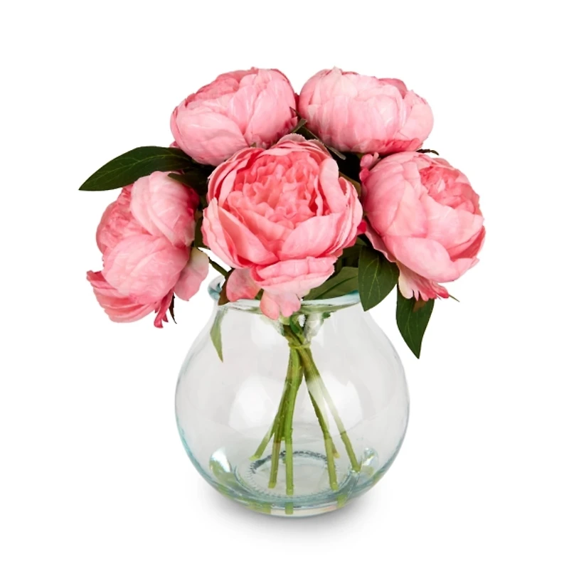 Pink Peony Glass Vase Arrangement