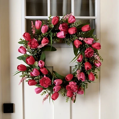 Pink Tulips and Ranunculus Mix Wreath
