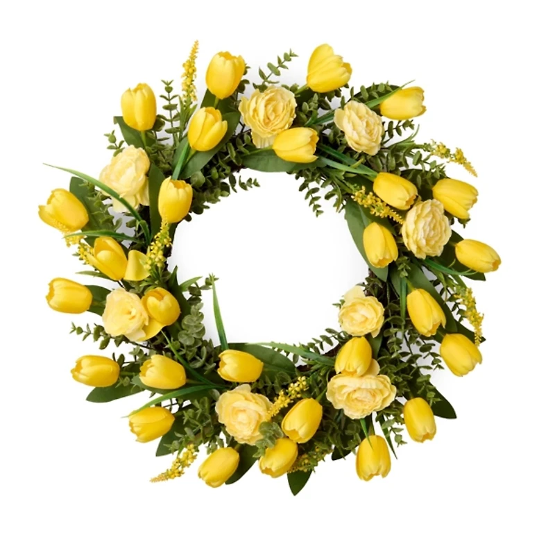 Yellow Tulips and Ranunculus Mix Wreath