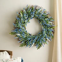 Blue Foam Mixed Fern and Berry Wreath