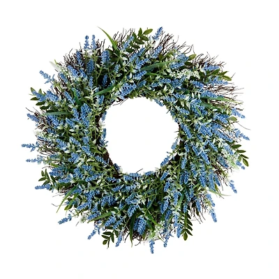 Blue Foam Mixed Fern and Berry Wreath