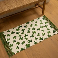 Green Clover & Plaid Reversible Scatter Rug
