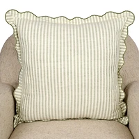 Green Stripe Scalloped Pillow