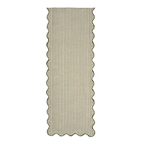 Green Stripe Scalloped Table Runner