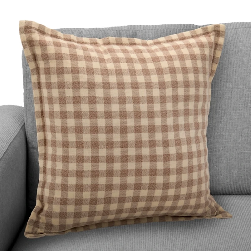 Brown and Tan Gingham Pillow
