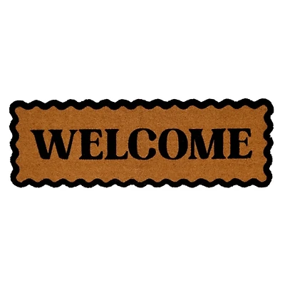 Black Scalloped Welcome Coir Doormat