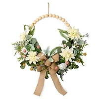 Dahlia Mix Beaded Wood Wreath