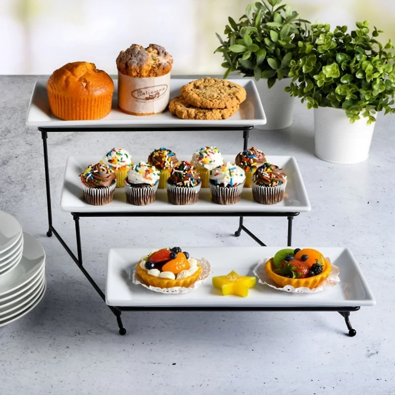 Gibson Gracious Dining 3 Tier Serving Tray Set