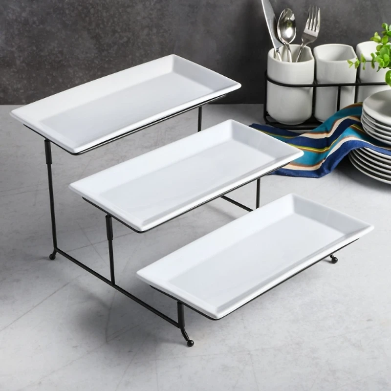 Gibson Gracious Dining 3 Tier Serving Tray Set