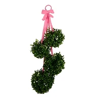 Pink Velvet Bow Boxwood Swag