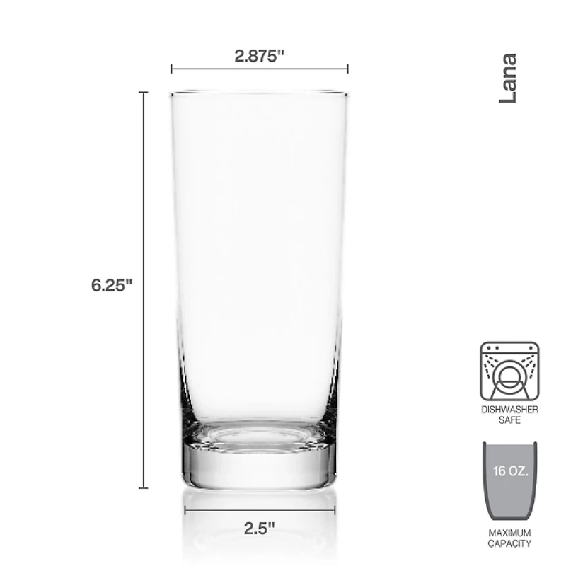Mikasa Lana Clear Highball Glasses, Set of 4