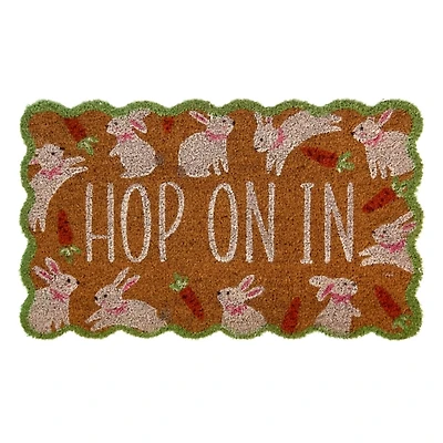 Hop on In Scalloped Coir Doormat