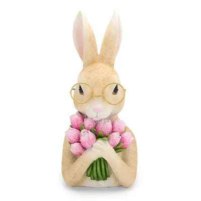 Bunny with Floral Bouquet Figurine